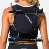 color:Black/Surf Spray||seo:Nathan Pinnacle Pro 6 Liter Women's Hydration Race Vest - Black/Surf Spray - Detail View of 4 Pole Keepers Located at Top and Bottom of Vest