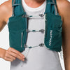 color:Deep Teal/Reflective Silver||seo:Nathan Pinnacle Pro 6 Liter Women's Hydration Race Vest - Deep Teal/Reflective Silver - Model Adjusting Sternum Slider Cord System