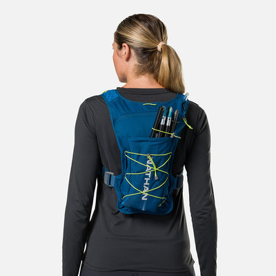 color:Sailor Blue/Reflective Silver||seo:Nathan QuickStart 3.0 6 Liter Hydration Pack - Sailor Blue/Reflective Silver - On Model - Back View