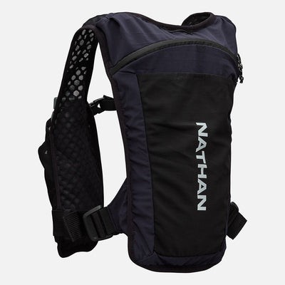 color:Black/Reflective Silver||seo:Nathan QuickStart 3.0 4 Liter Soft Flask Hydration Pack - Black/Reflective Silver - Back View