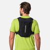 color:Black/Reflective Silver||seo:Nathan QuickStart 3.0 4 Liter Soft Flask Hydration Pack - Black/Reflective Silver - On Model - Back View