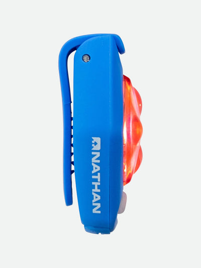 color:Blue Jewel||seo:Nathan HyperBrite RX Strobe Rechargeable LED Clip Light - Blue - Side Angle