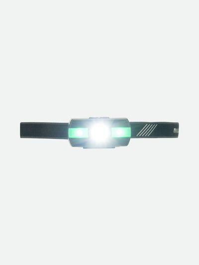 Nathan Neutron Fire RX 2.0 Runner's Headlamp – Charcoal - Headlamp Front View – Green Light On