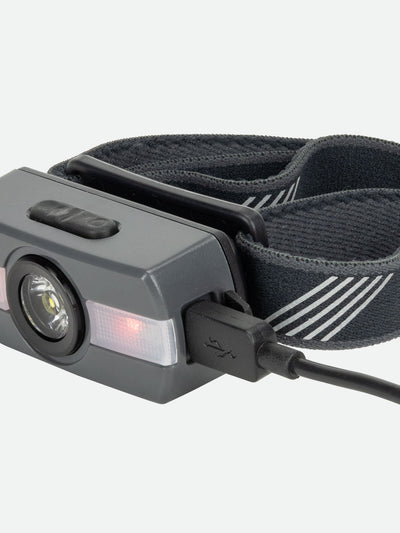 Nathan Neutron Fire RX 2.0 Runner's Headlamp – Charcoal - USB Plugged In (Charging) Detail Shot