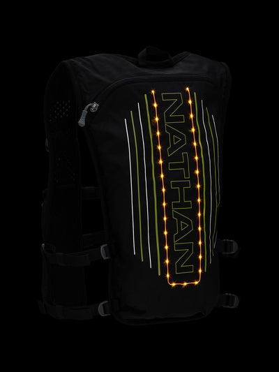 Nathan Laser Light 3L Hydration Pack – Black/High Vis Yellow – Back Reflective View