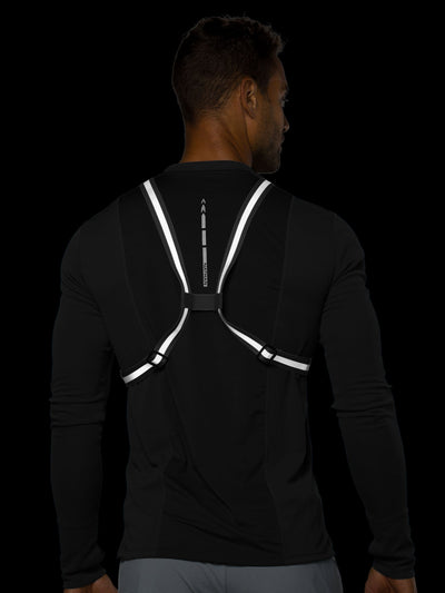 Nathan Hypernight Reflective Vest Lite – Black – On Model – Back Reflective View