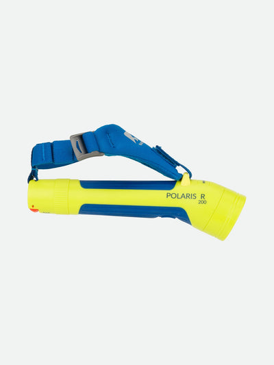 Nathan Polaris 200R Runner’s Hand Torch – Safety Yellow/Blue – Side View