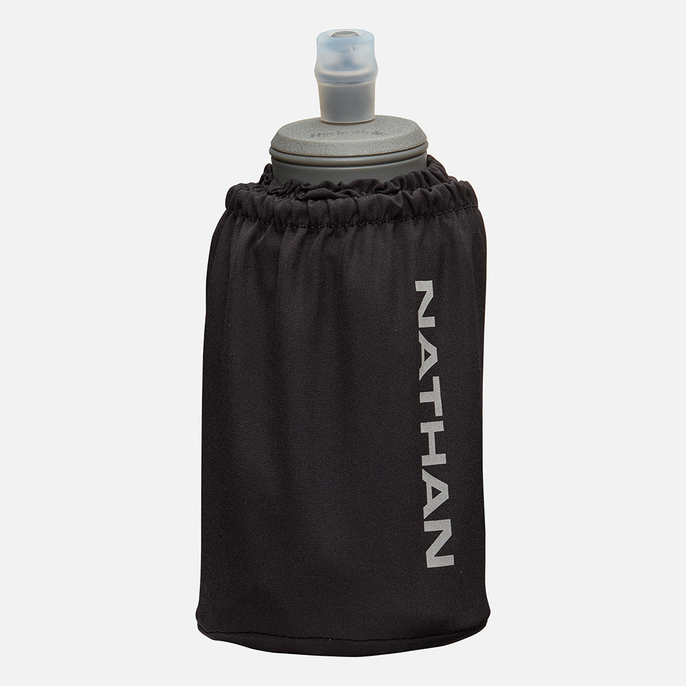 color:Black/Reflective Silver||view:sku image primary||seo:Nathan Pinnacle Soft 18oz Flask Handheld  - Black/Reflective Silver - Front Hero View
