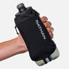 color:Black/Reflective Silver||seo:Nathan SpeedDraw 2 22oz Handheld Flask  - Black/Reflective Silver - Model Gripping Handheld Flask - Front View
