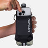 color:Black/Reflective Silver||seo:Nathan SpeedDraw 2 22oz Handheld Flask  - Black/Reflective Silver - Model Pulling iPhone from Pouch