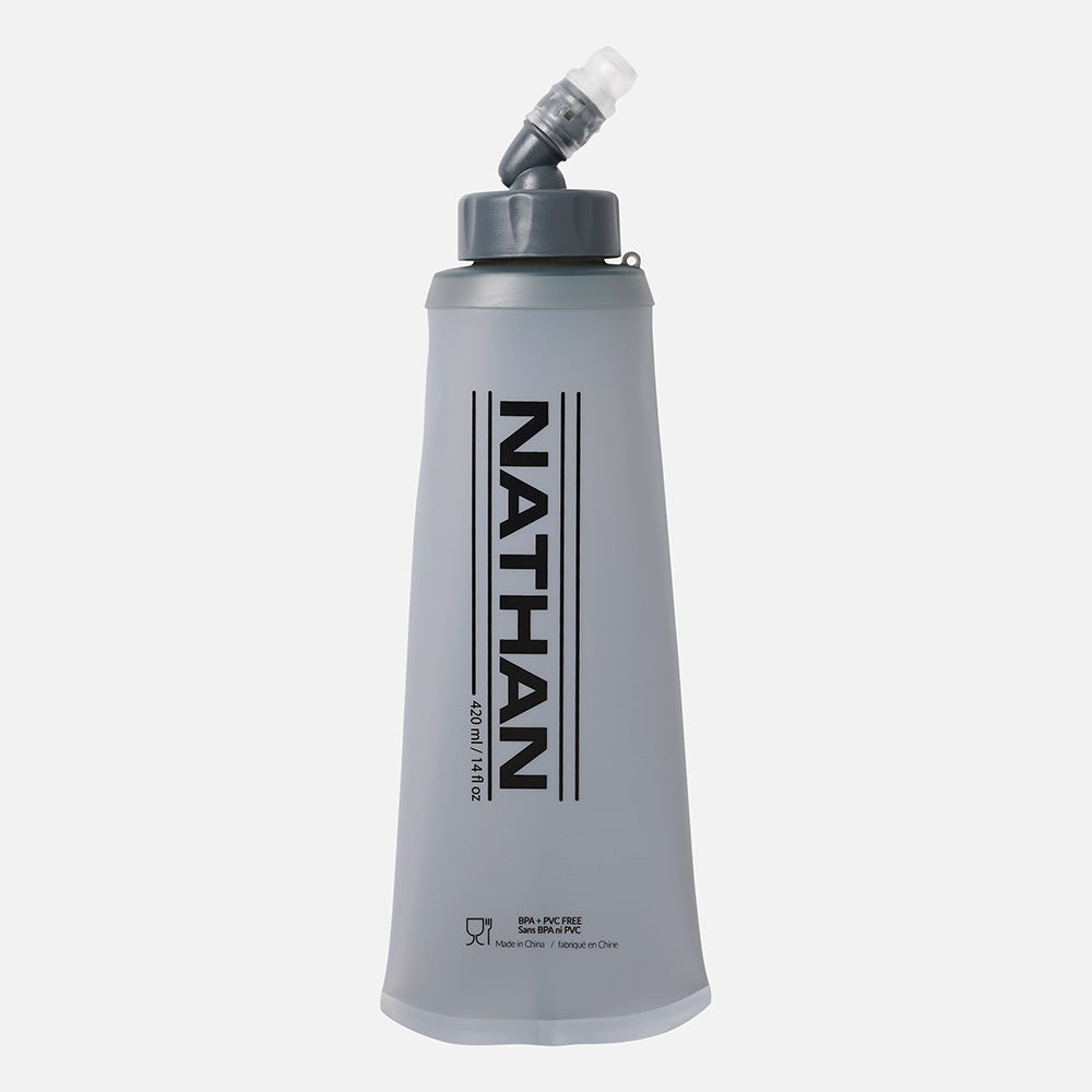 color:Clear||view:sku image primary||seo:Nathan QuickStart Soft Hydration Flask 14oz (420 ml) - Front View
