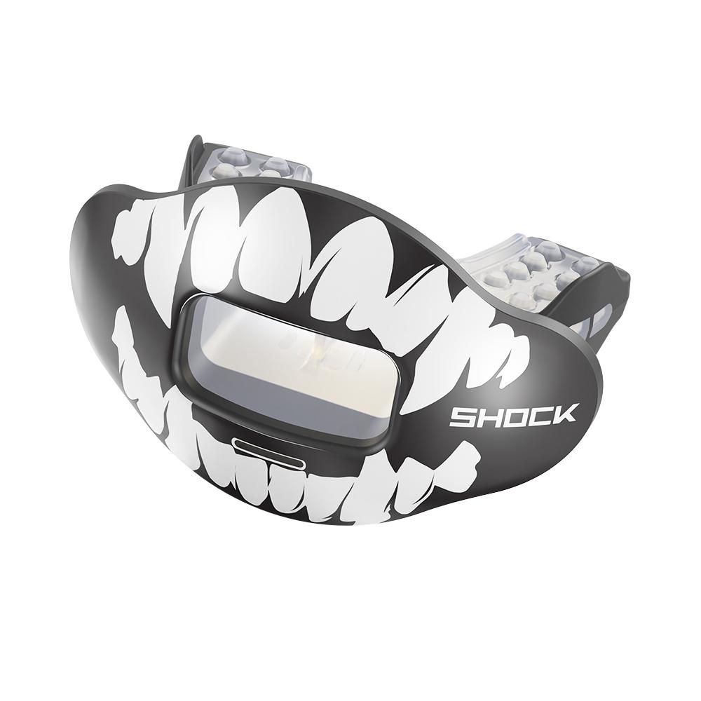Shock Doctor Black Fang Max AirFlow Football Mouthguard & Lipguard - Front View