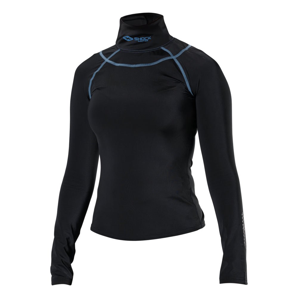 Women's Ultra Compression Hockey Long Sleeve Shirt With Integrated Neck Guard