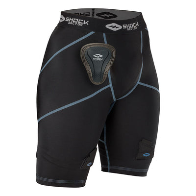 Shock Doctor Women's Compression Hockey Short with Pelvic Protector - Black - Front View