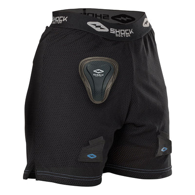 Shock Doctor Women's Loose Hockey Short with Pelvic Protector - Black  - Front View