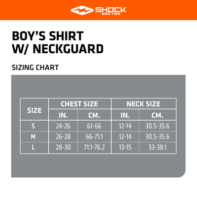Boy's Shirt with Neckguard Size Chart Image