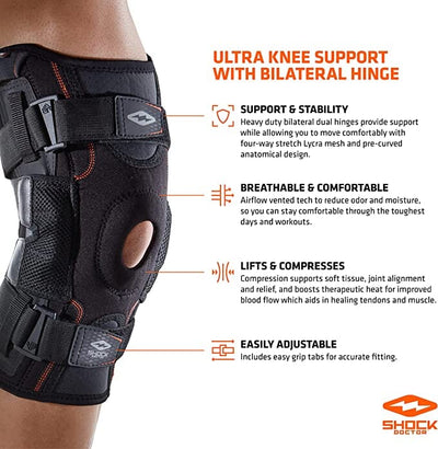 Shock Doctor Ultra Knee Support with Bilateral Hinges - Tech Details