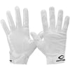 White Rev Pro 4.0 Solid Football Receiver Gloves - Front and Back View