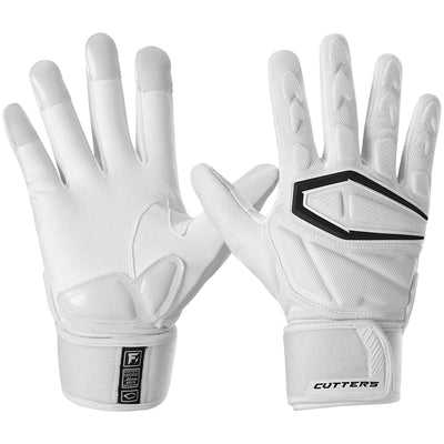 Cutters Sports Force 4.0 White Lineman Football Gloves - Ideal For 7v7, Youth, High School, and Collegiate Play
