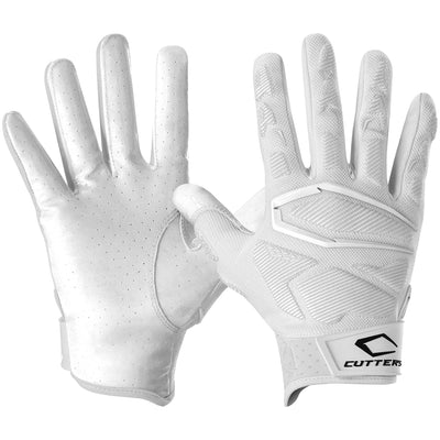 Cutters Sports Gamer 4.0 Padded White Receiver Football Gloves - Ideal For 7v7, Youth, High School, and Collegiate Play
