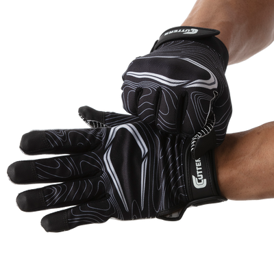 Cutters Game Day Black Topo Football Receiver Gloves - Player Tightening Strap