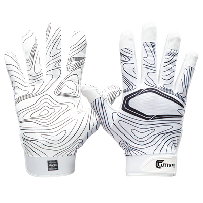 Cutters Game Day White-Black Topo Football Receiver Gloves - Front and Back View