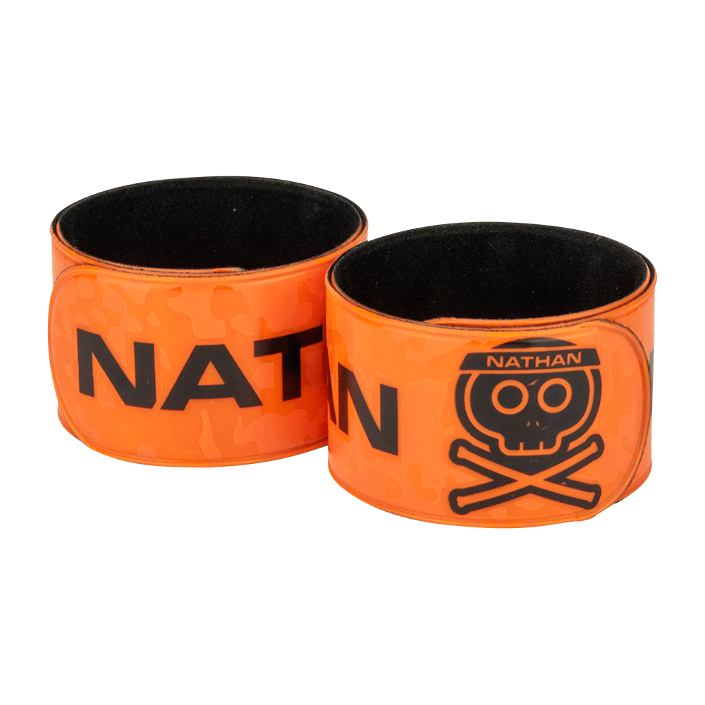 Nathan Orange Reflective Slap Band - Arm Wrapped - Roadkiller
