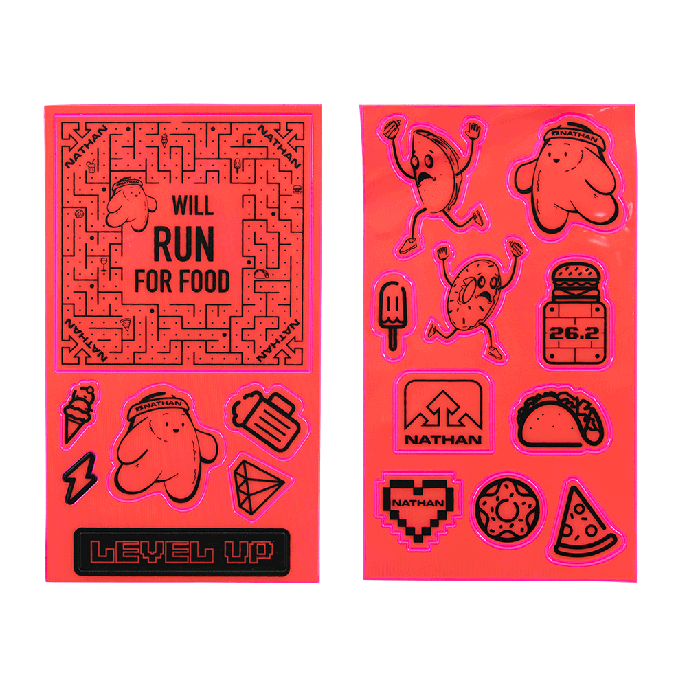 Nathan Pink Reflective Visibility Sticker Packs - Will Run for Tacos and Pizza