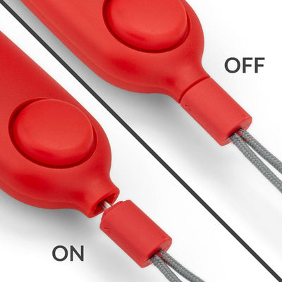 Red SaferRun Ripcord Siren Personal Alarm + Strobe Light - Pull Ripcord to Turn On Alarm - Push to Turn Off