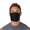 Black Play Safe Face Mask - Model Wearing Protective Safety Face Mask - Front Angle