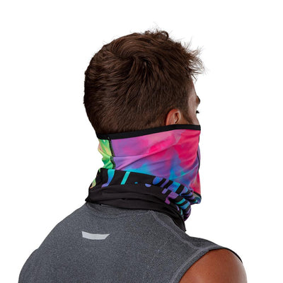 Drip Play Safe Neck-Face Gaiter – Male Model Wearing Protective Safety Face and Neck Covering - Back of Head Angle
