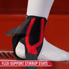 McDavid Stealth Cleat Ankle Brace - Tech Callout -  Vertical Stirrup Stays Anatomically Contoured To Your Ankle Provide Enhanced Comfort - Highlighted in RED